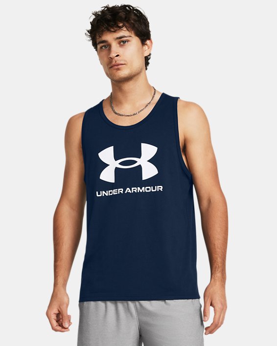 เสื้อกล้าม UA Sportstyle Logo สำหรับผู้ชาย in Blue image number 0